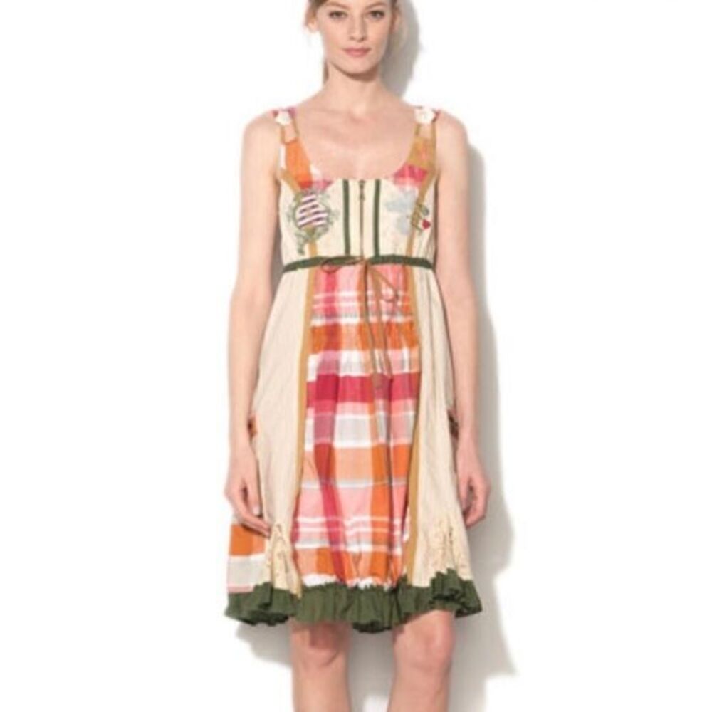 ❤️Desigual Dress Jumper Plaid Beige 36 2/4